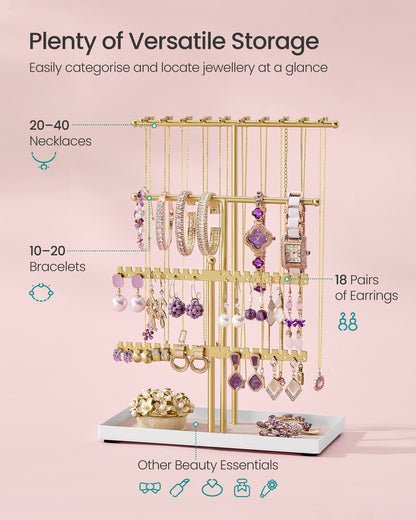 Jewellery Stand with Metal Frame and Velvet Tray Pale Gold - image 6