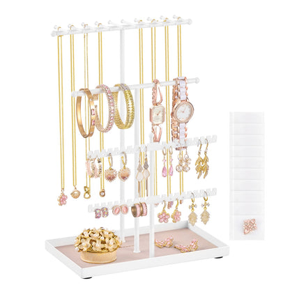 Jewellery Stand with Metal Frame and Velvet Tray Pale Gold - image 7
