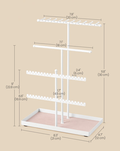 Jewellery Stand with Metal Frame and Velvet Tray Pale Gold - image 11