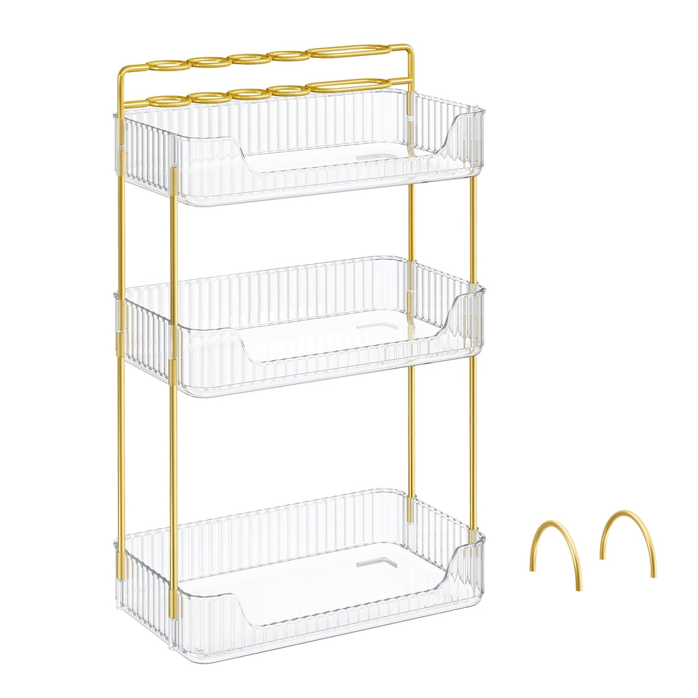 3-Tier Rectangular Makeup Organiser Transparent - image 1