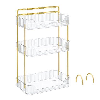 3-Tier Rectangular Makeup Organiser Transparent - image 1