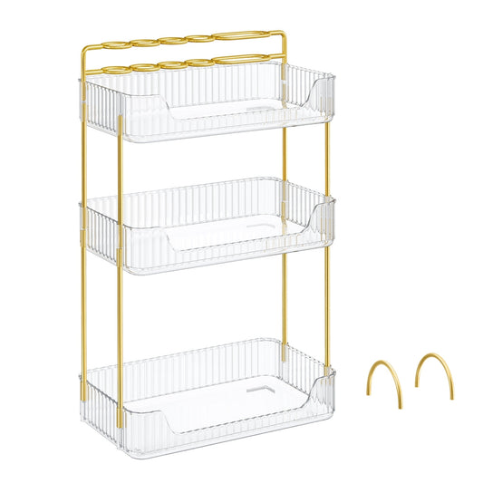 3-Tier Rectangular Makeup Organiser Transparent - image 1