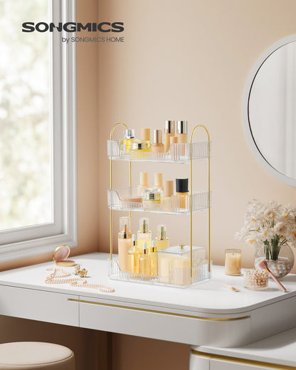 3-Tier Rectangular Makeup Organiser Transparent - image 2