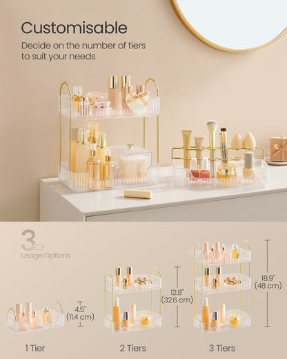 3-Tier Rectangular Makeup Organiser Transparent - image 3