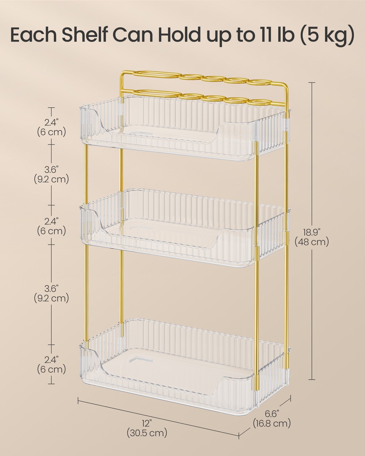 3-Tier Rectangular Makeup Organiser Transparent - image 5