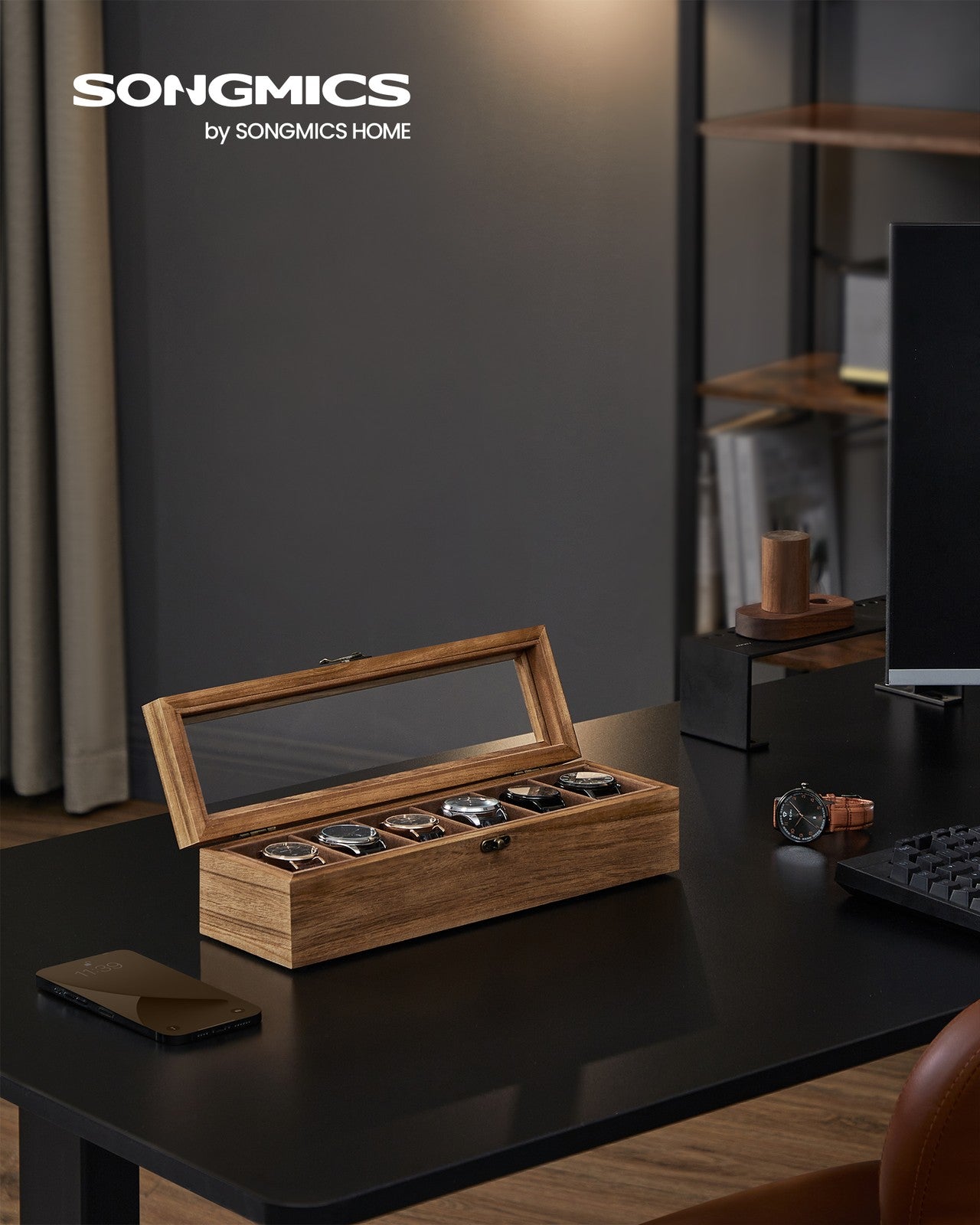 Watch Box with 6 Slots Rustic Walnut - image 2