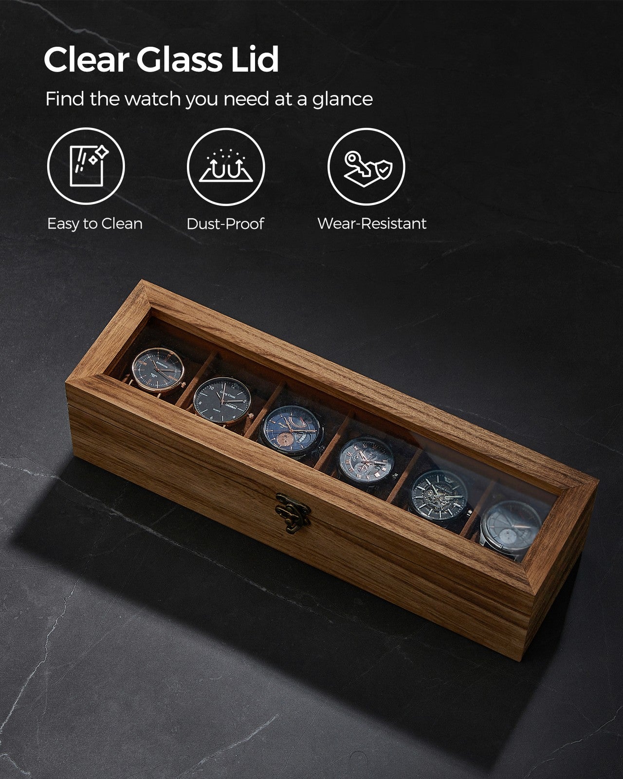 Watch Box with 6 Slots Rustic Walnut - image 5