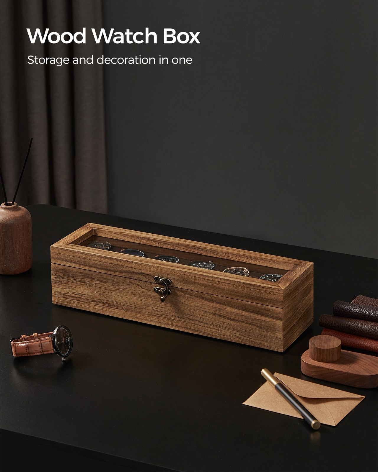 Watch Box with 6 Slots Rustic Walnut - image 7