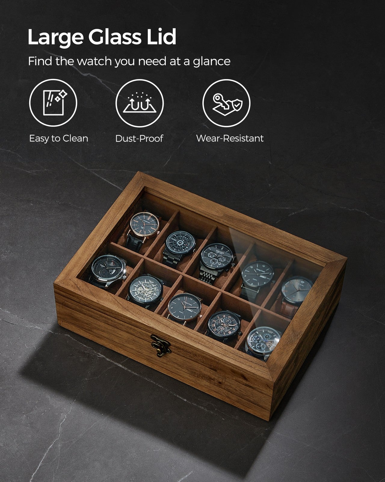 Watch Box with 10 Slots Rustic Walnut - image 7