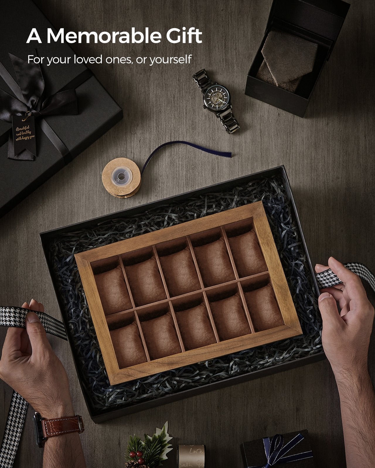 Watch Box with 10 Slots Rustic Walnut - image 8