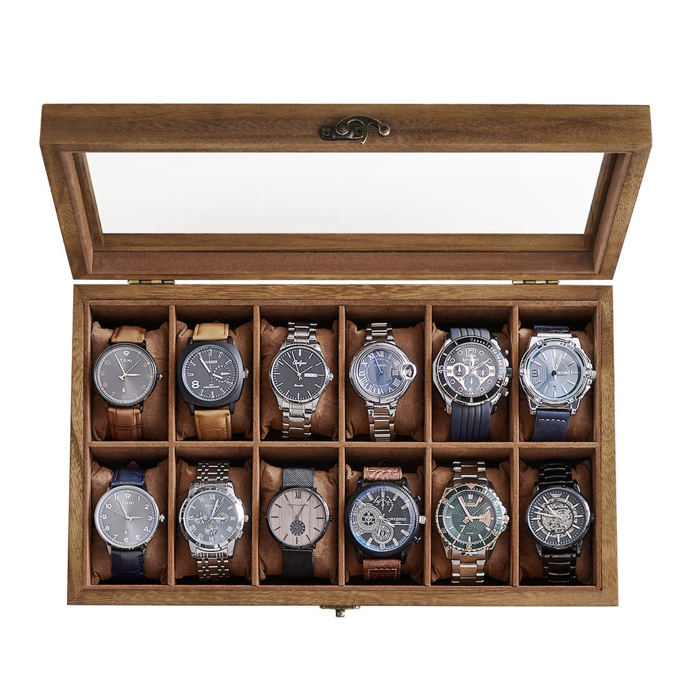 Watch Box with 10 Slots Rustic Walnut - image 9