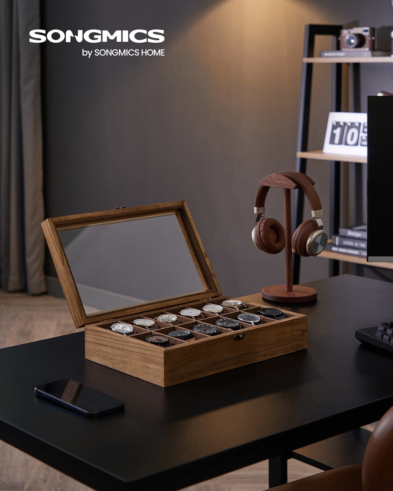 Watch Box with 10 Slots Rustic Walnut - image 10