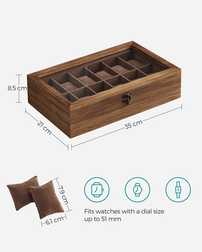 Watch Box with 10 Slots Rustic Walnut - image 15