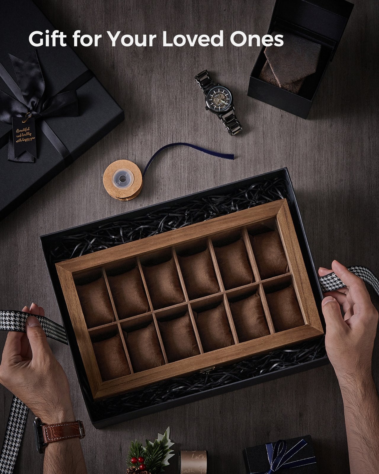 Watch Box with 10 Slots Rustic Walnut - image 16