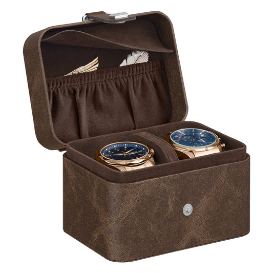 Travel watch case with two slots and hidden storage pillow - image 1