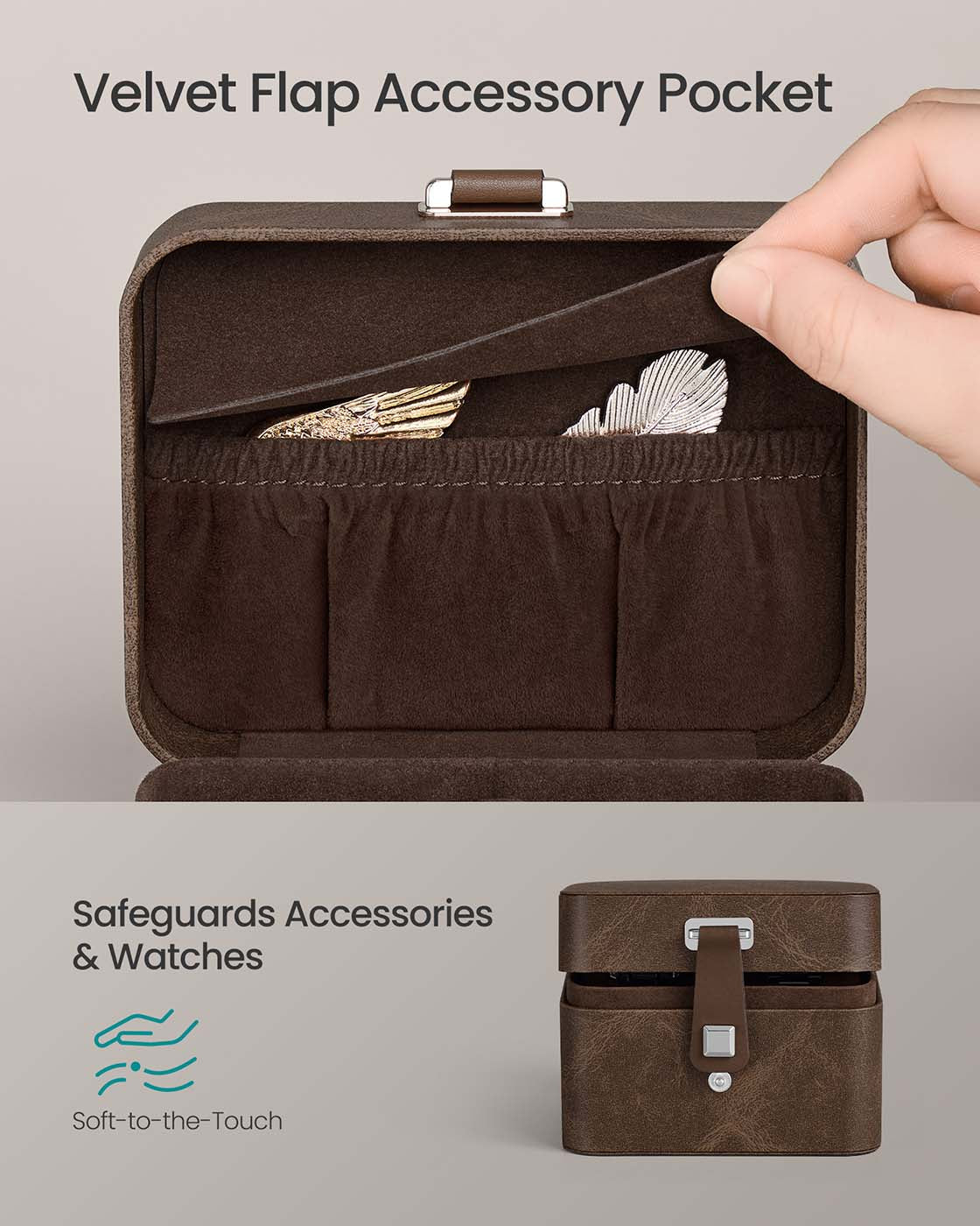 Travel watch case with two slots and hidden storage pillow - image 4