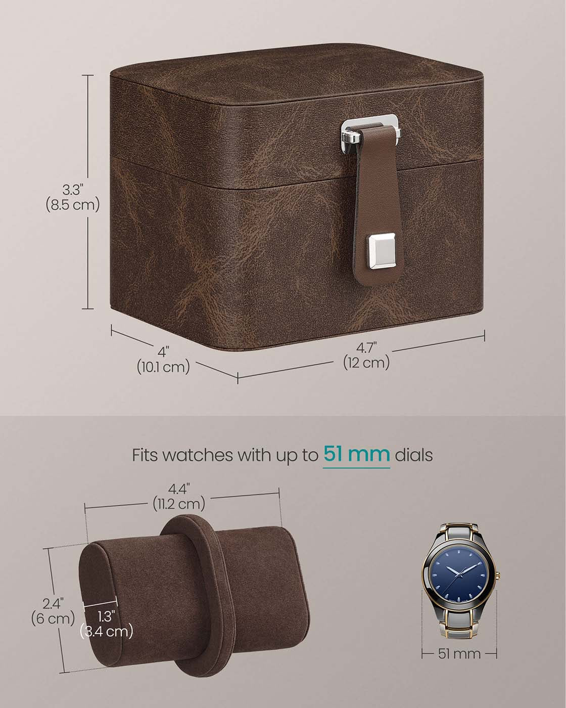 Travel watch case with two slots and hidden storage pillow - image 5