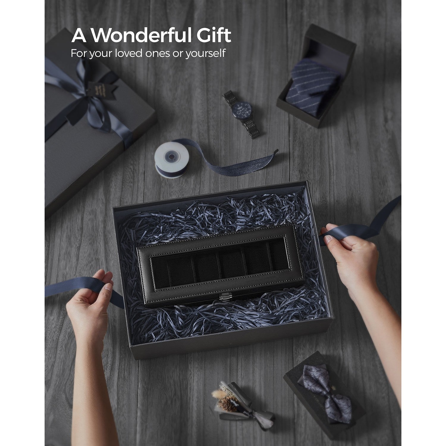 Watch Box with 6 Slots, Watch Case with Glass Lid - image 7