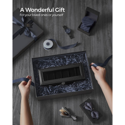Watch Box with 6 Slots, Watch Case with Glass Lid - image 7