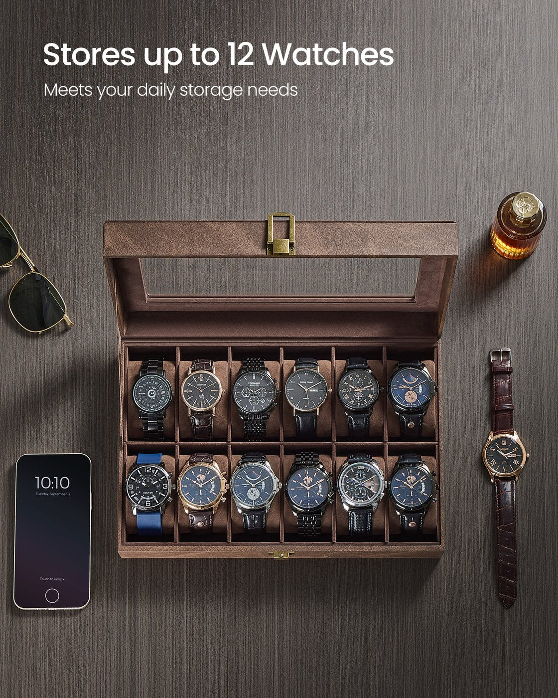Black 12-Slot Watch Box - image 41