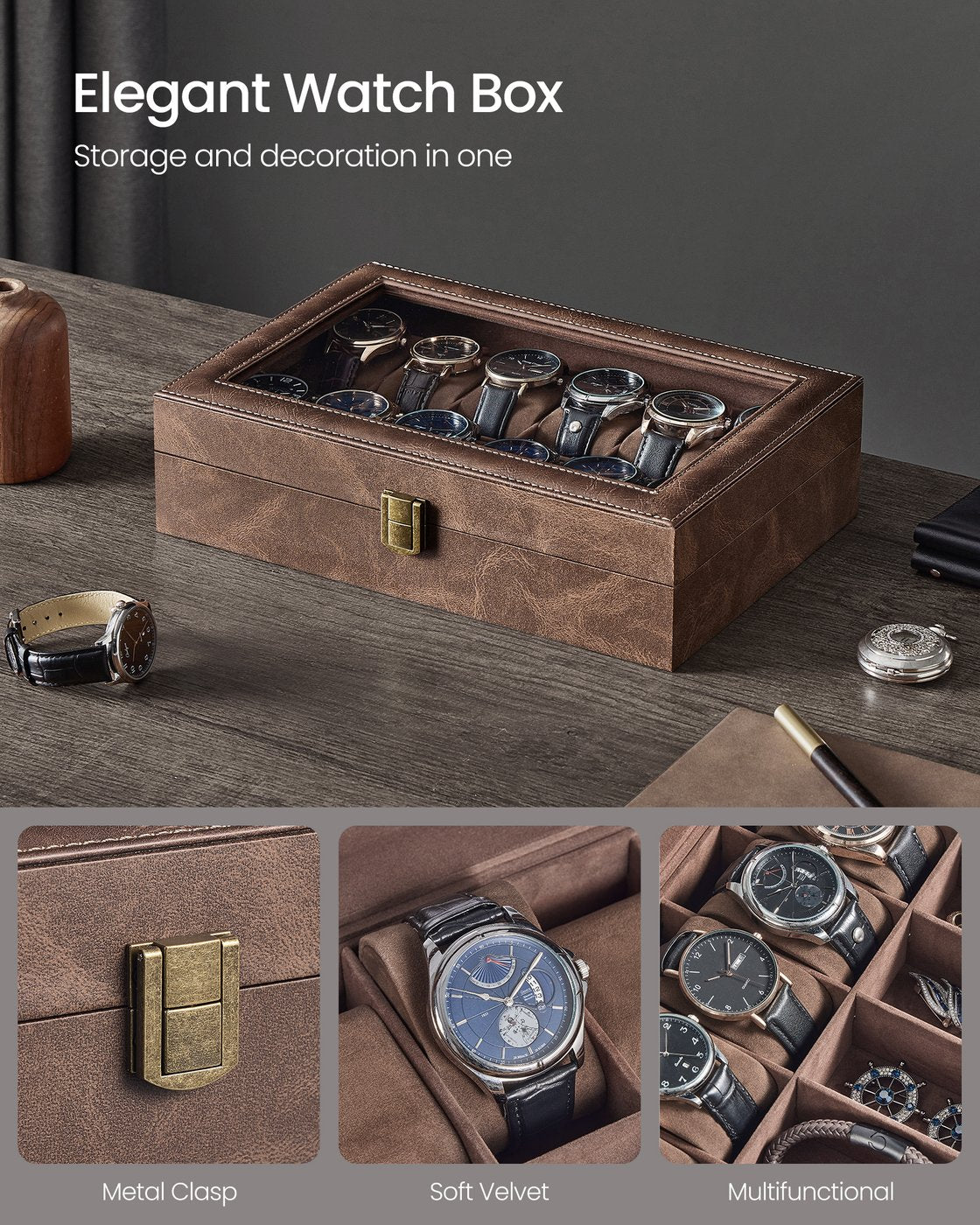 Black 12-Slot Watch Box - image 42
