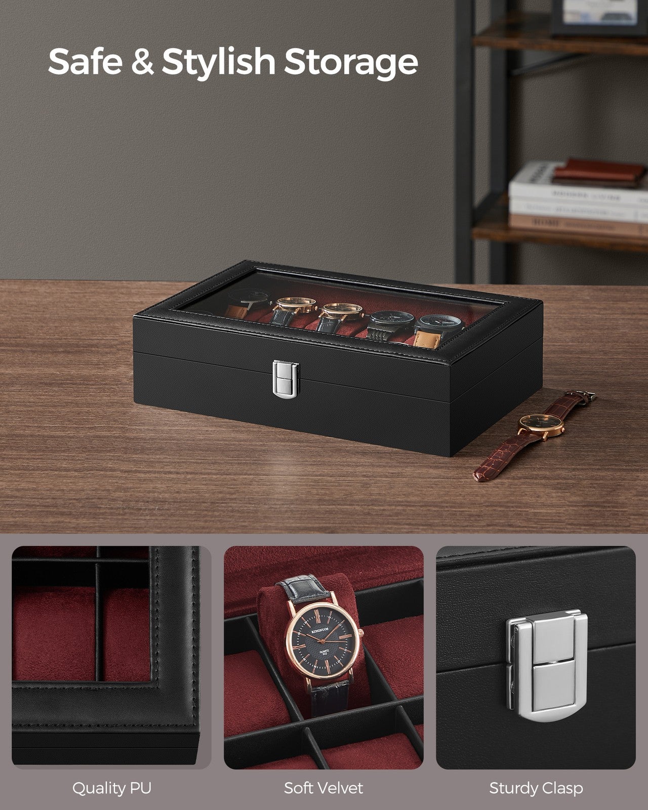 Black 12-Slot Watch Box - image 26