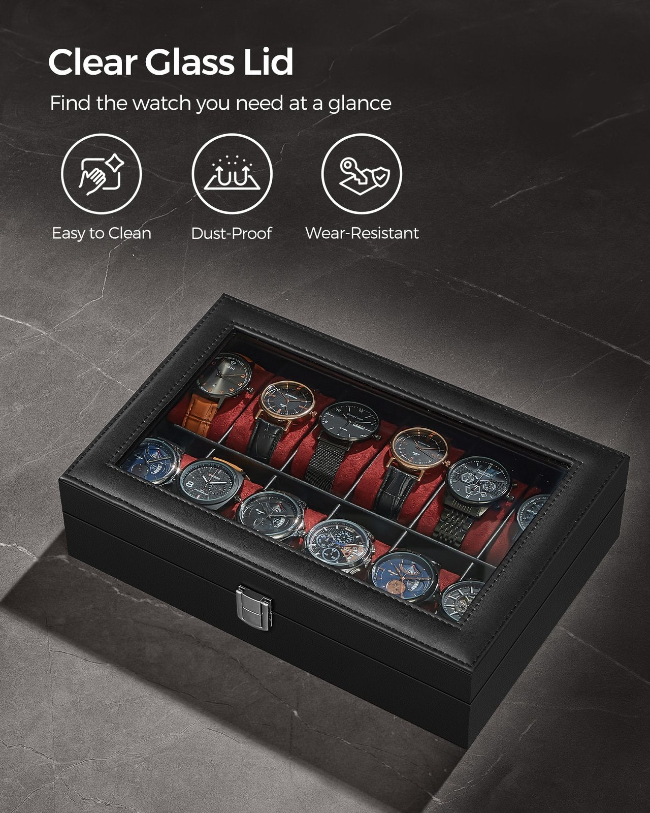 Black 12-Slot Watch Box - image 28