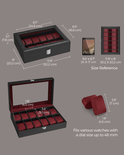 Black 12-Slot Watch Box - image 29