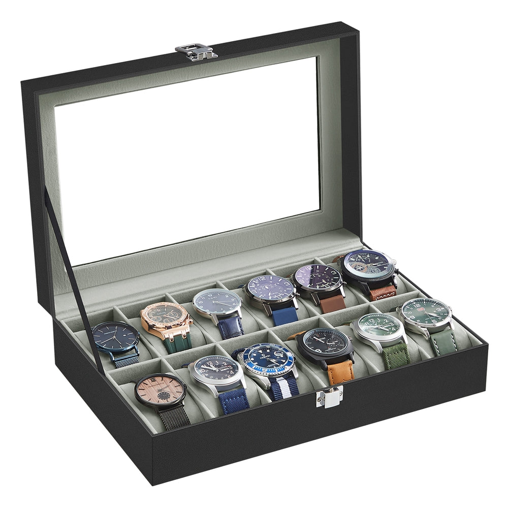 Black 12-Slot Watch Box - image 1