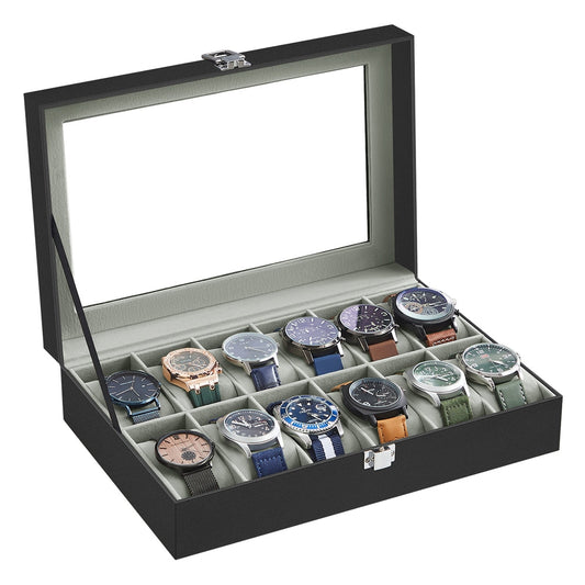 Black 12-Slot Watch Box - image 1