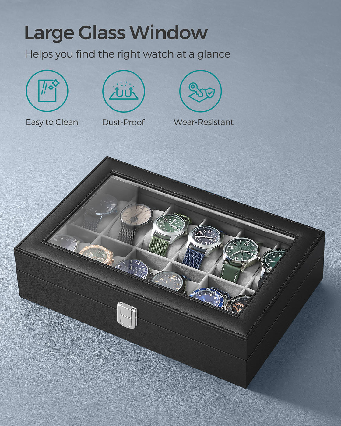 Black 12-Slot Watch Box - image 5