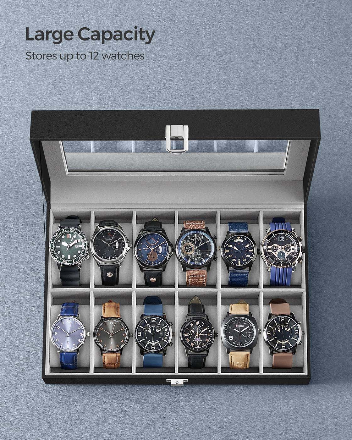 Black 12-Slot Watch Box - image 6