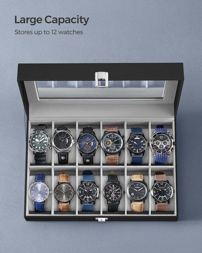 Black 12-Slot Watch Box - image 6