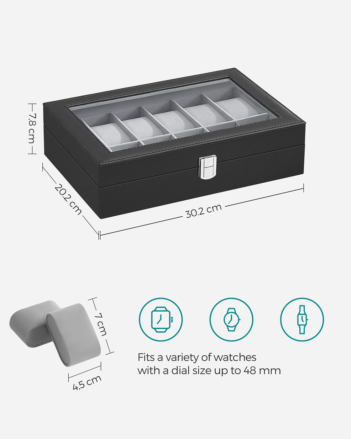 Black 12-Slot Watch Box - image 7