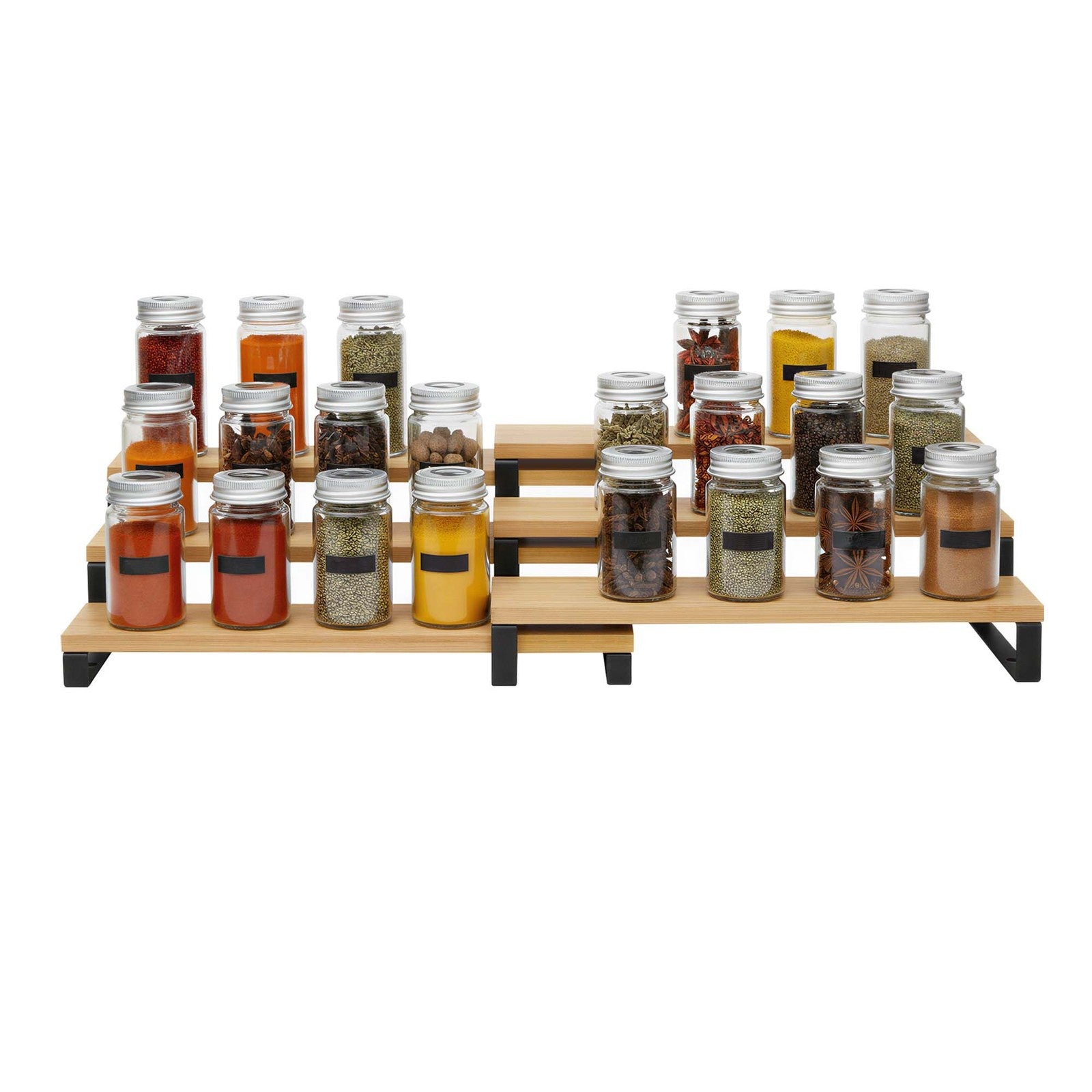 Spice Rack Set, 3 Tier Extendable Pantry Shelves - image 2
