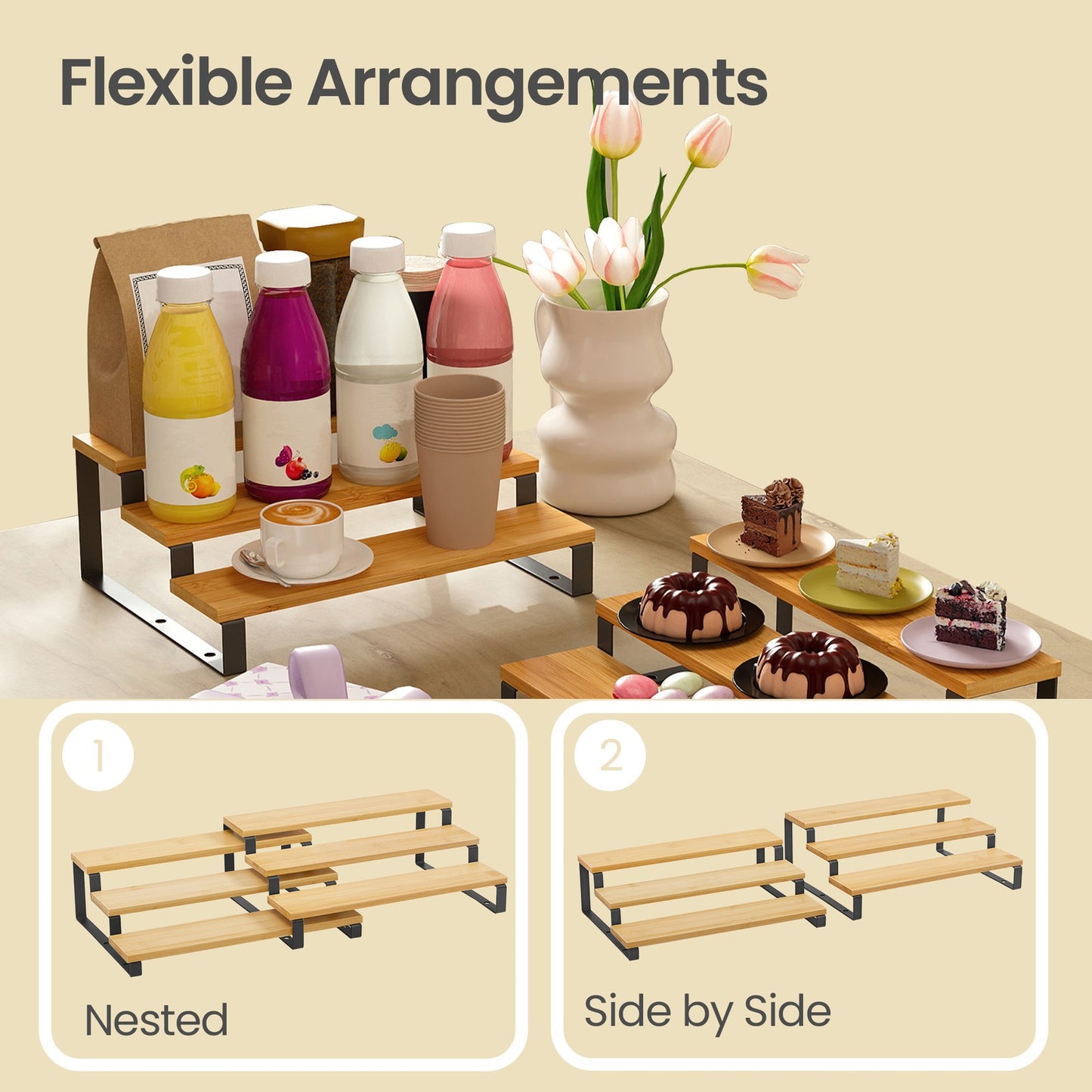 Spice Rack Set, 3 Tier Extendable Pantry Shelves - image 4