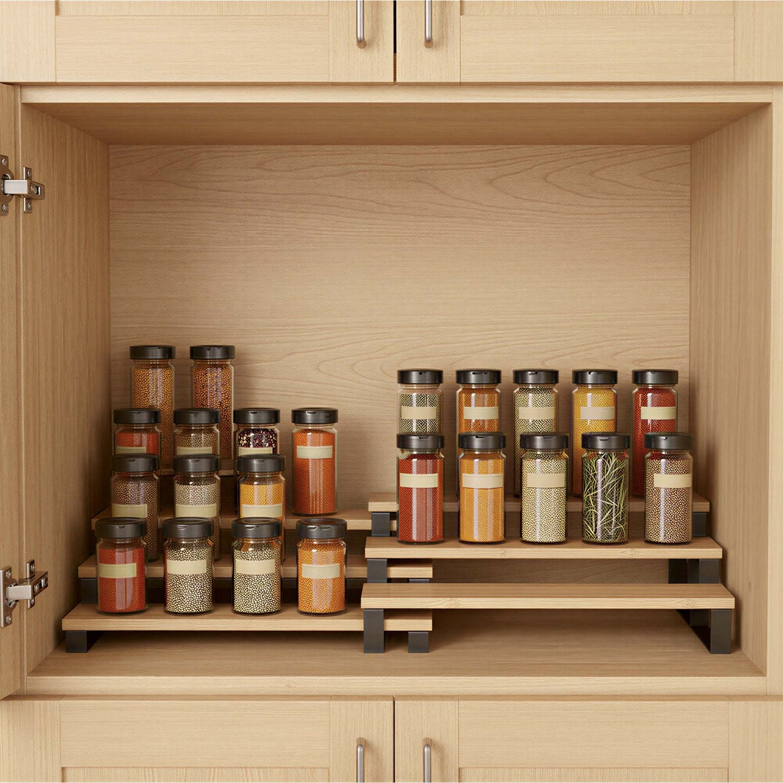 Spice Rack Set, 3 Tier Extendable Pantry Shelves - image 6