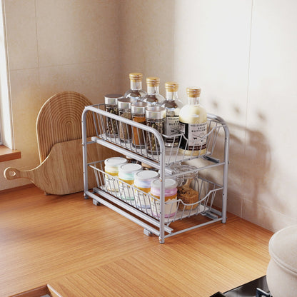 2-Tier Under Sink Organizer, Bathroom Kitchen Storage, 2 Sliding Baskets - image 12