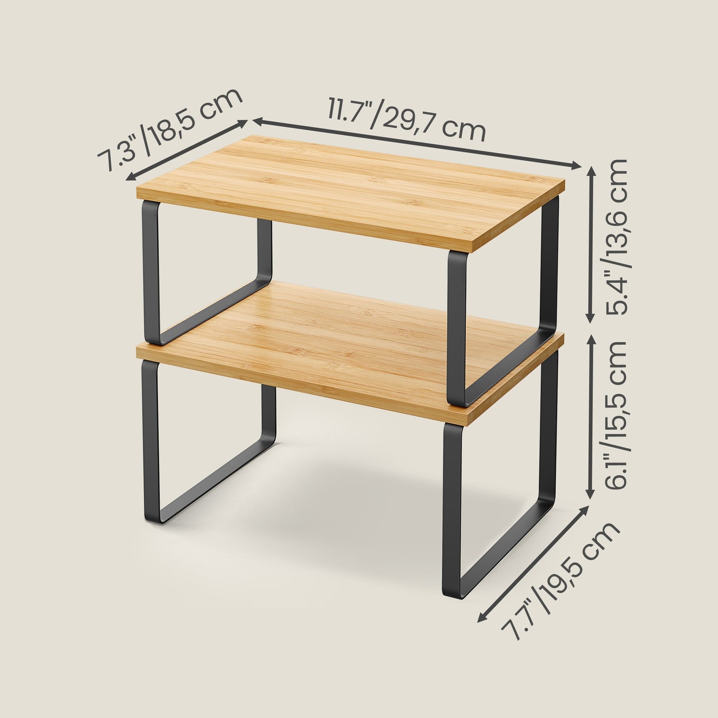 29.7 cm Cabinet Organizer Shelf, Set of 2 Kitchen Counter Shelves, Kitchen Storage - image 3