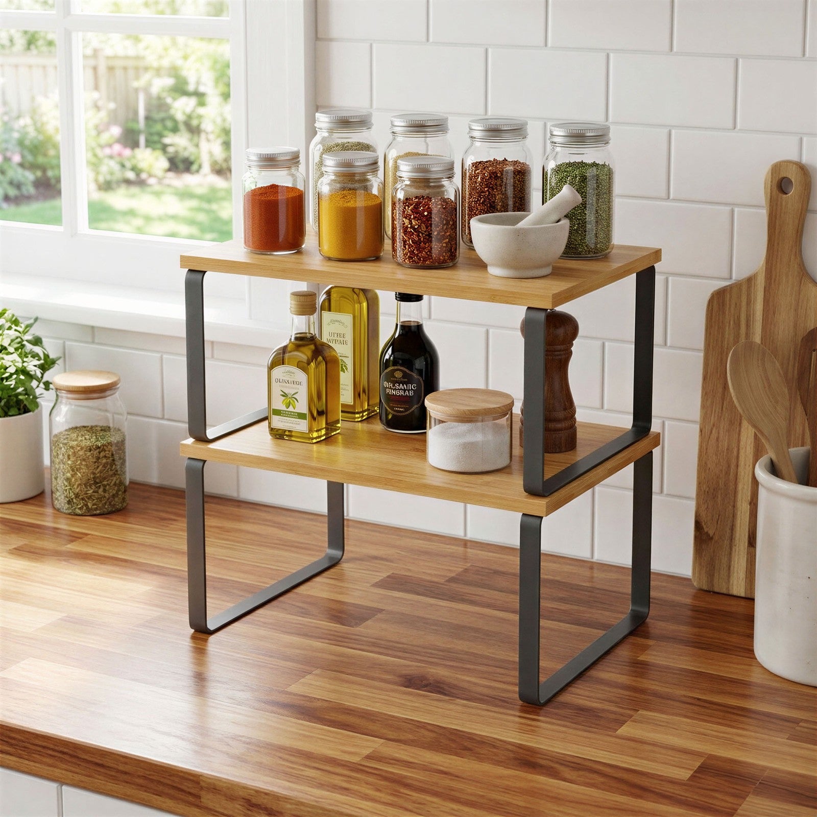 29.7 cm Cabinet Organizer Shelf, Set of 2 Kitchen Counter Shelves, Kitchen Storage - image 5
