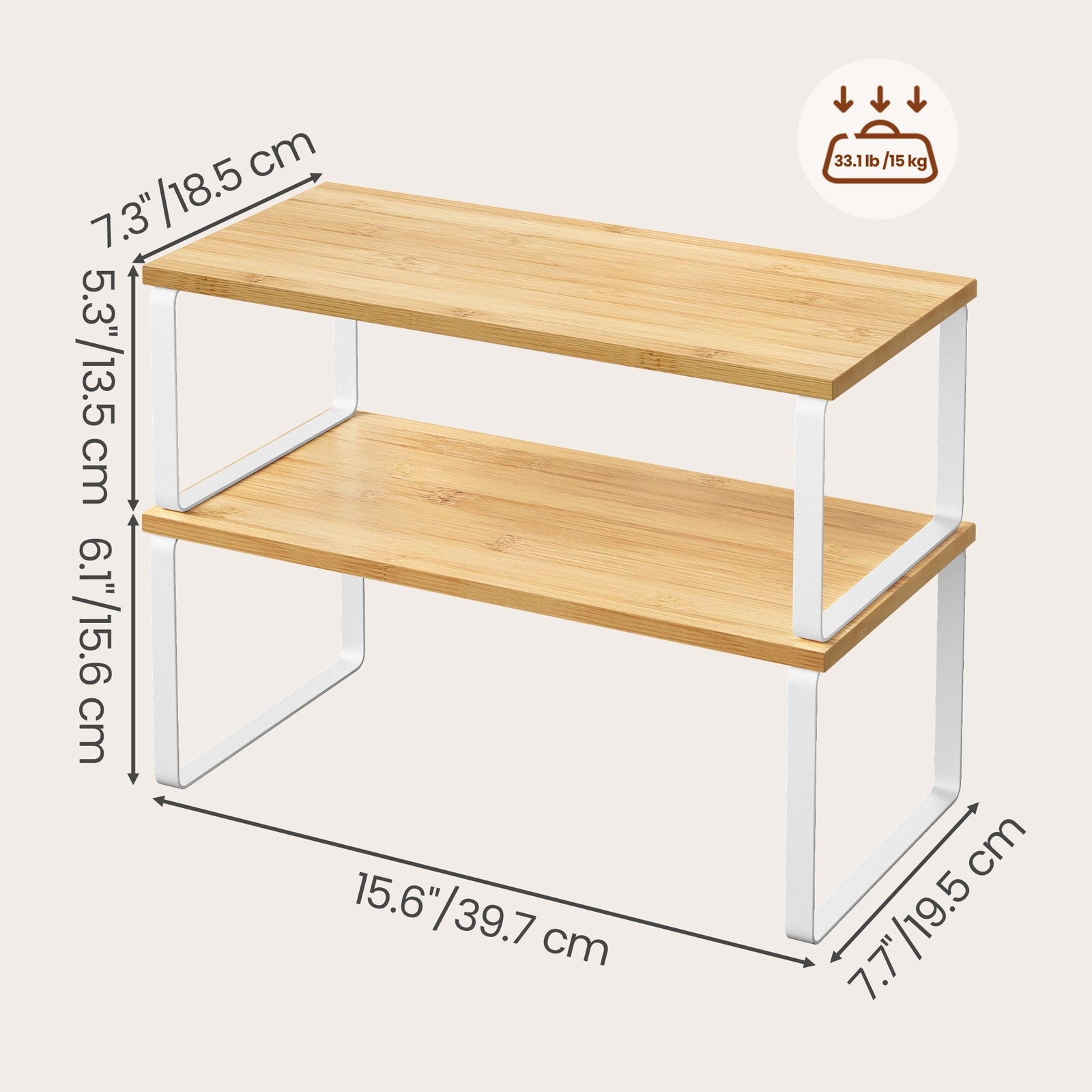 39.7 cm Cabinet Organizer Shelf, Set of 2 Kitchen Counter Shelves, Kitchen Storage - image 3