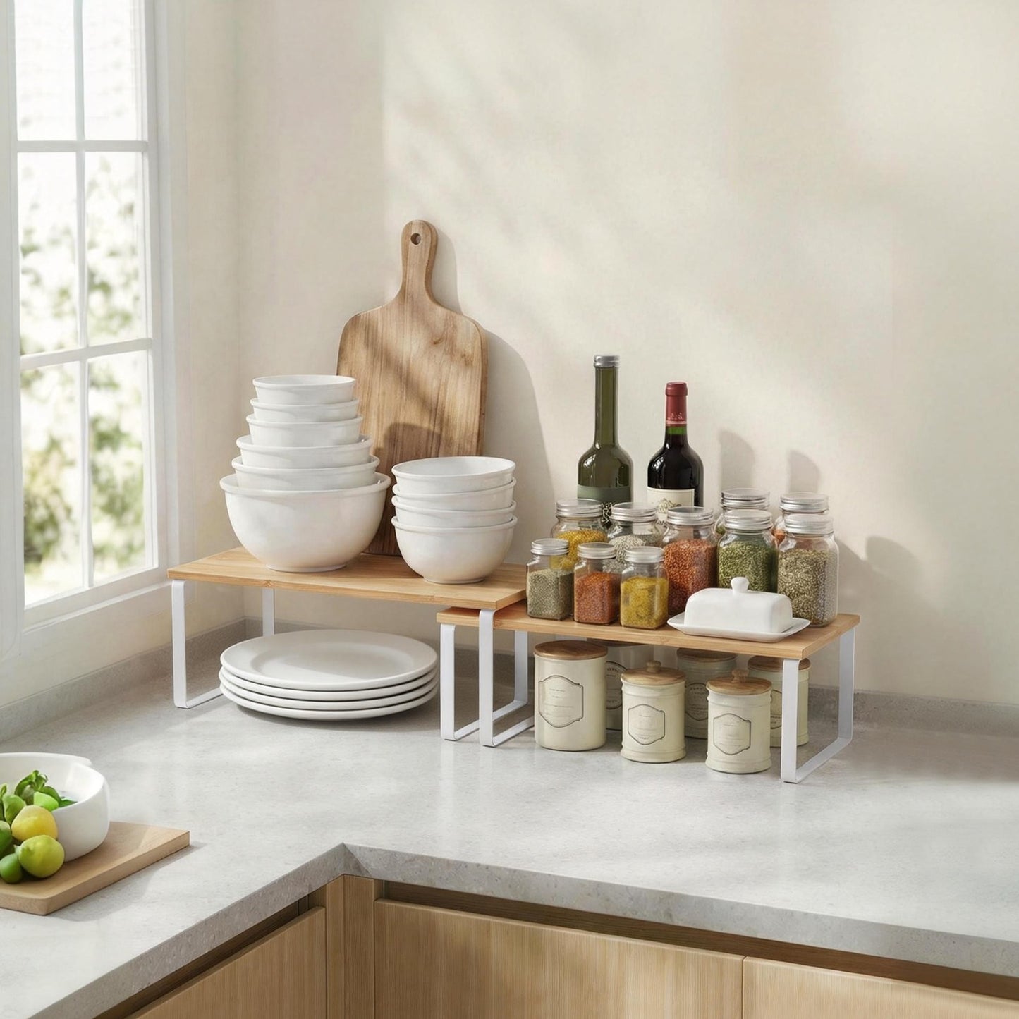 39.7 cm Cabinet Organizer Shelf, Set of 2 Kitchen Counter Shelves, Kitchen Storage - image 4