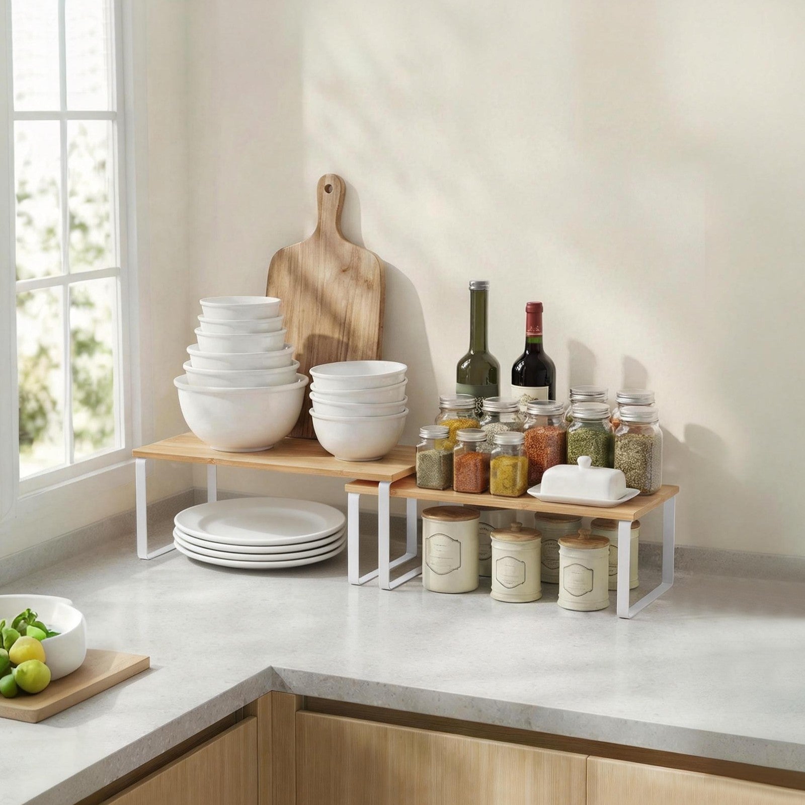 39.7 cm Cabinet Organizer Shelf, Set of 2 Kitchen Counter Shelves, Kitchen Storage - image 4