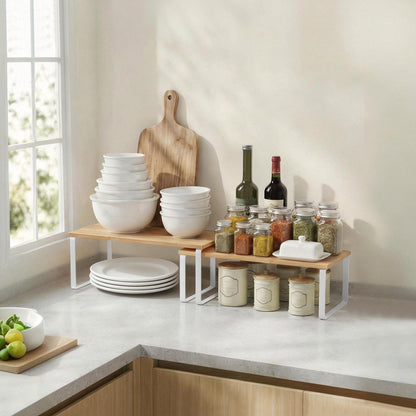 39.7 cm Cabinet Organizer Shelf, Set of 2 Kitchen Counter Shelves, Kitchen Storage - image 4