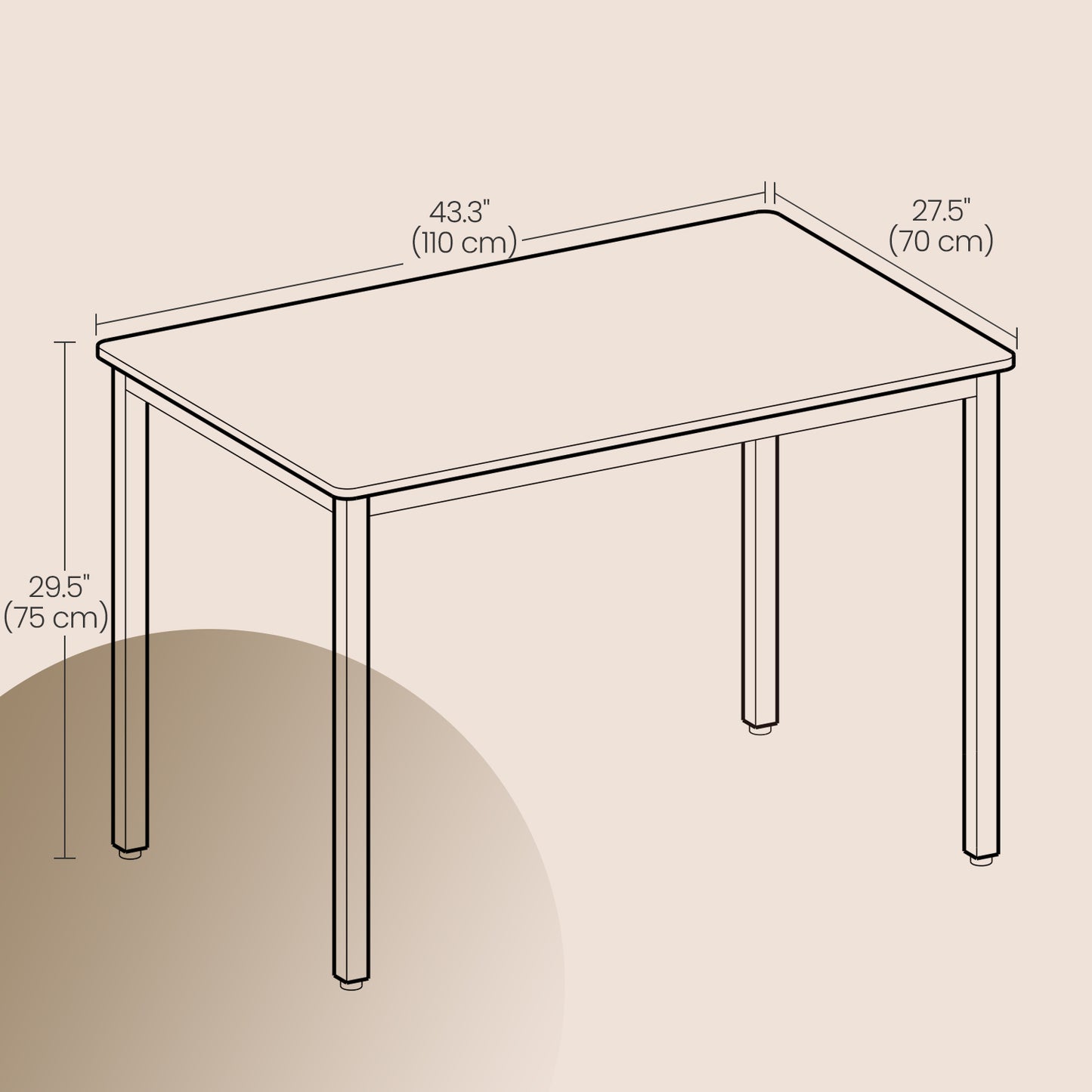 Dining Table, 70 x 110 x 75 cm, Kitchen Table for 4 People - image 5