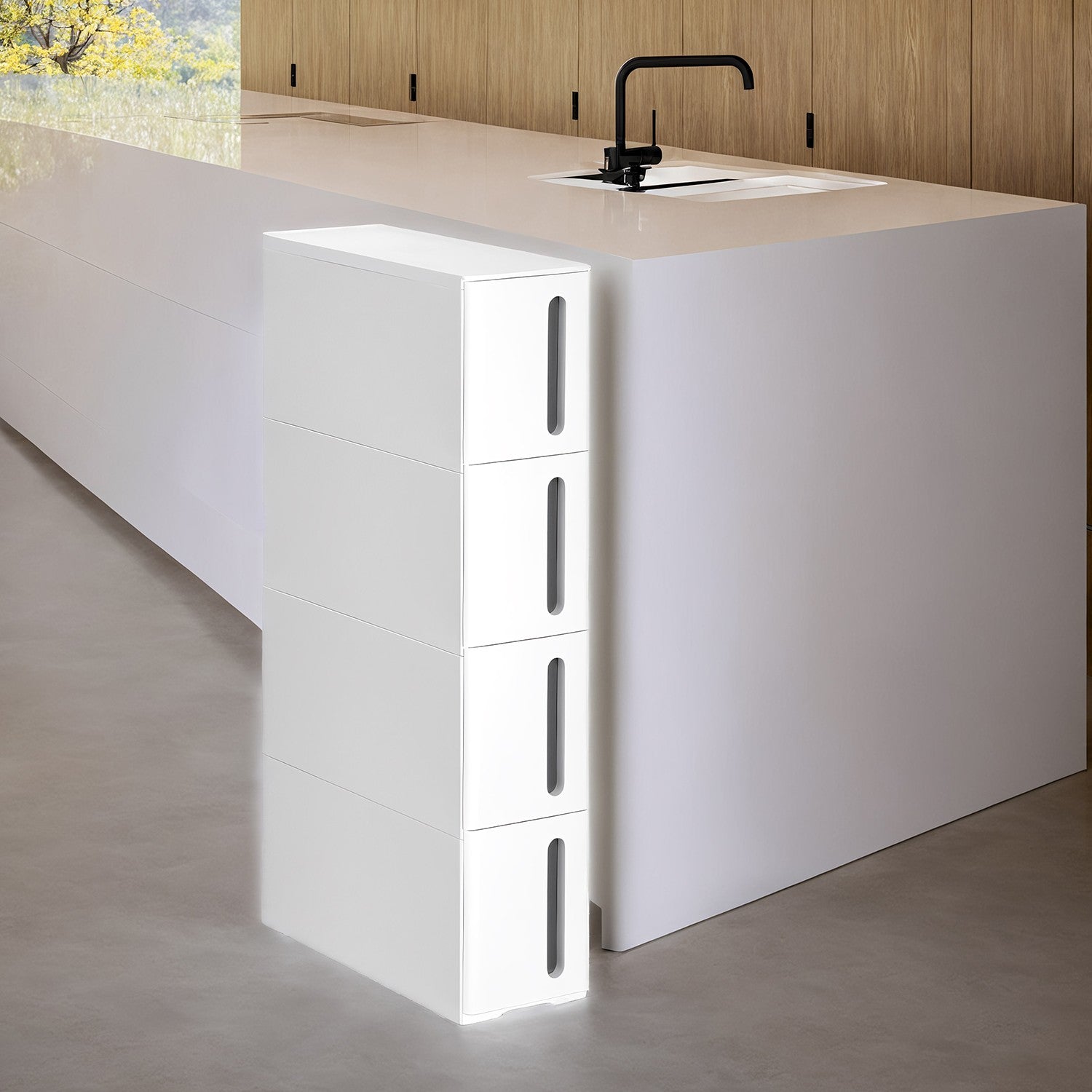 Narrow Trolley with 4 Drawers, Cabinet with Wheels for Kitchen Bathroom, 45 x 17 x 83 cm - image 3