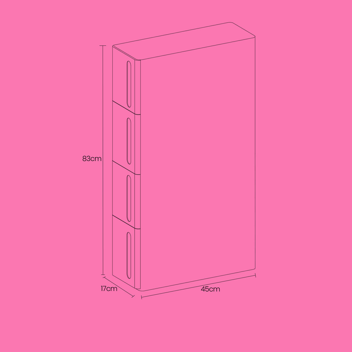 Narrow Trolley with 4 Drawers, Cabinet with Wheels for Kitchen Bathroom, 45 x 17 x 83 cm - image 4