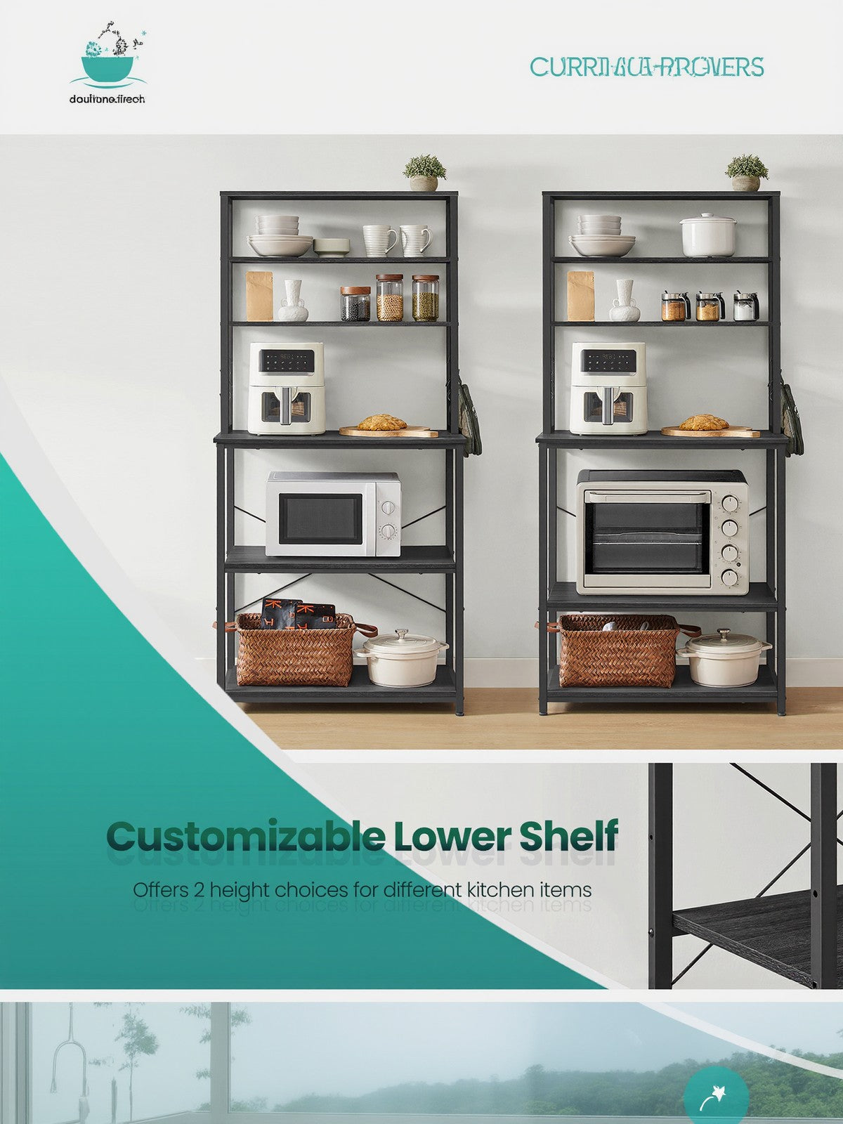 Industrial-Style Kitchen Storage Unit, 40 x 60 x 167 cm, Brown - image 19