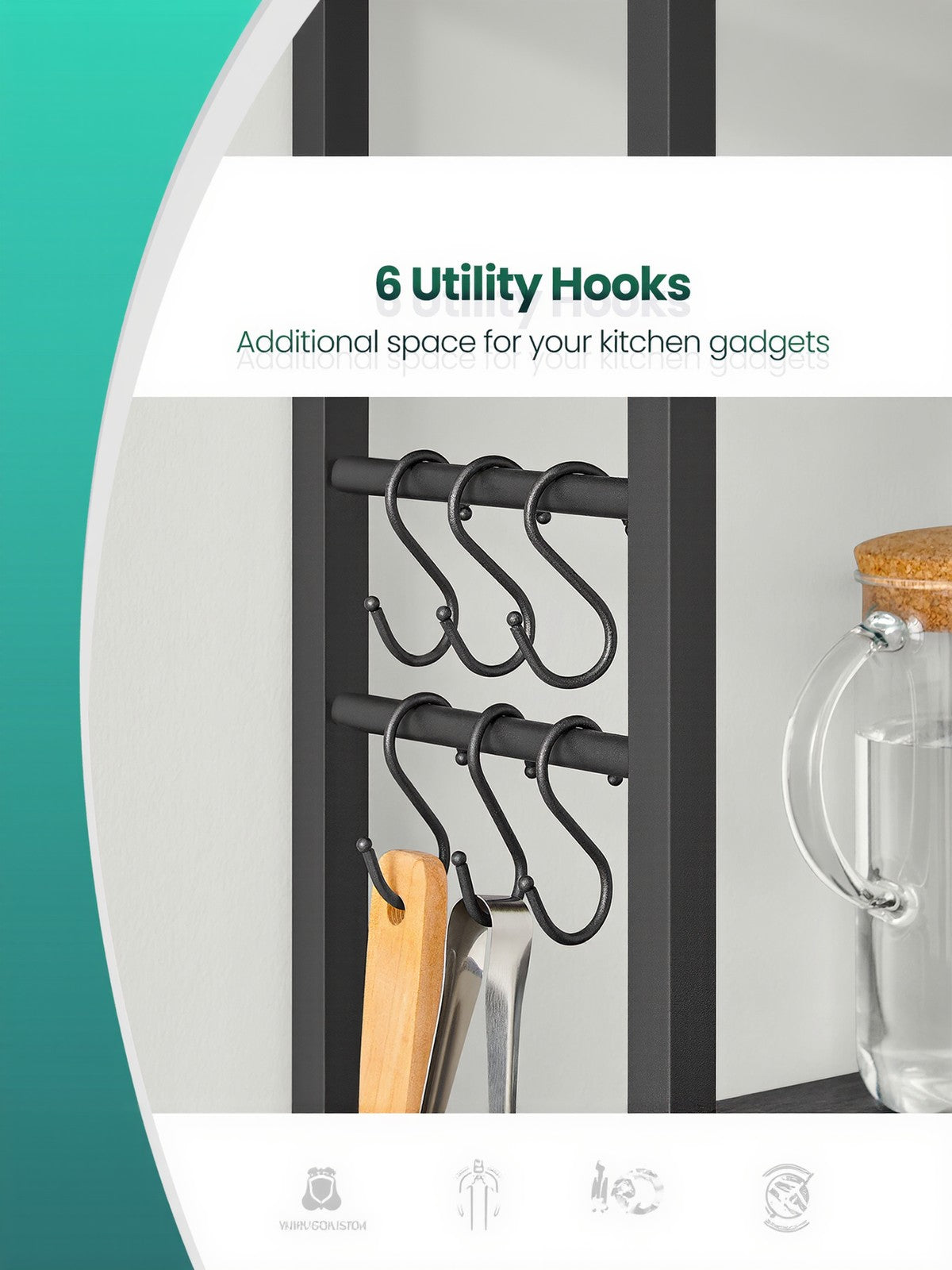 Industrial-Style Kitchen Storage Unit, 40 x 60 x 167 cm, Brown - image 21