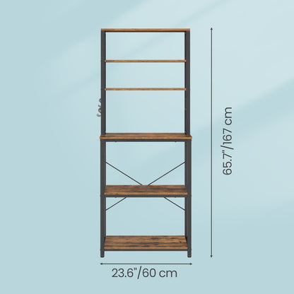 Industrial-Style Kitchen Storage Unit, 40 x 60 x 167 cm, Brown - image 3